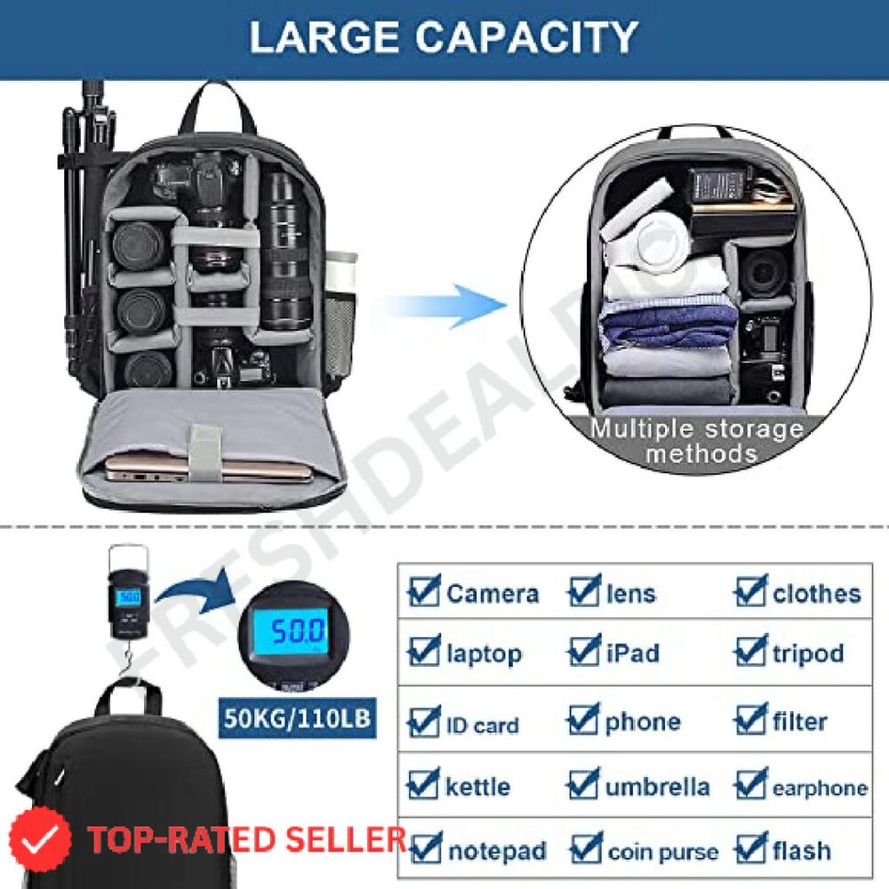 Professional Camera Backpack Waterproof Dslr Case… - image 5